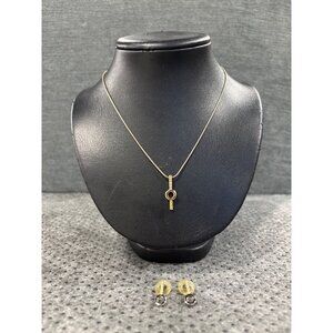 Landau Gold-Tone Necklace & Stud Earrings Jewelry Set With Rhinestone Accents